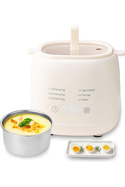 6-in-1 Automatic Multi-Function Egg Boiler and Steamer for Boiled and Poached Eggs