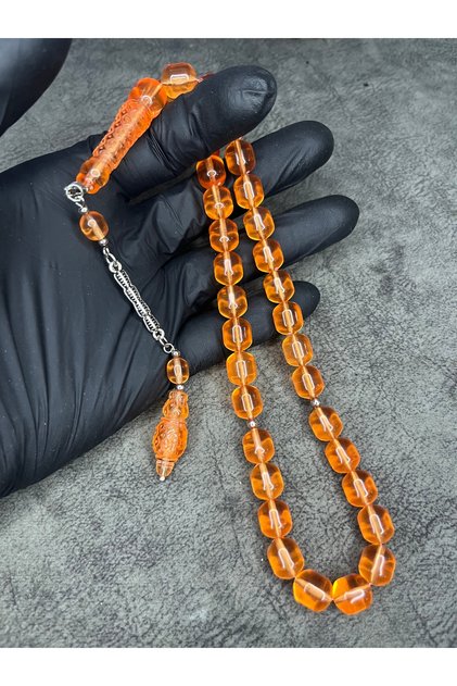 İmamesi Embroidered High End Powder Amber Prayer Beads
