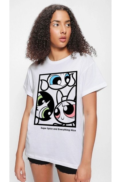Powerpuff Girls Printed Cotton Oversize T-Shirt
