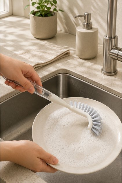 Hard-Bristled Cleaning Brush with Ergonomic Handle Multi-Purpose Bathroom Kitchen Tile Sink Cleaning Brush Shn-3074