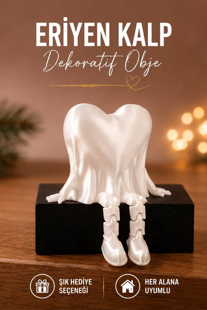 MeltHeart Dekoratif Obje Biblo | Eriyen Kalp Heykeli | Modern Sanat Biblosu | Romantik Masa Üstü Dekoru | Ev Salon Dekorasyonu