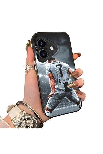 iPhone 17 Compatible Silicone Edge Hard Back Case Couple Phone Case Cr7 Patterned