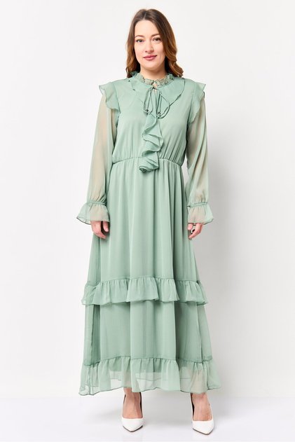 Women Plain Maxi Dress, Sage Green