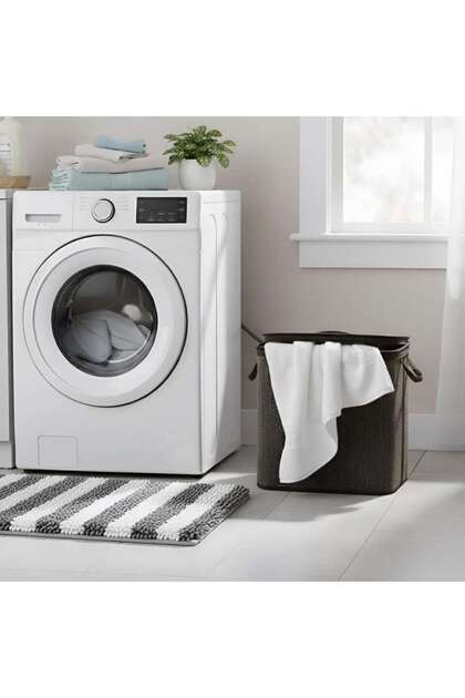 Dorian Bamboo Laundry Hamper with Handle 44x34x45cm-Natural/Black