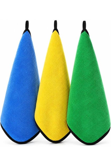 Microfiber Car Drying Towel Double Sided Extra Thick Plush, 3 Pack | Super Absorbent, Lint Free, Car Detailing, Windows & Screens, Kitchen Use