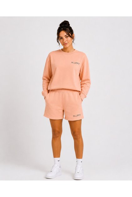 Hüppy Printed Women's Oversize Sweatshirt with Shorts Tracksuit Set