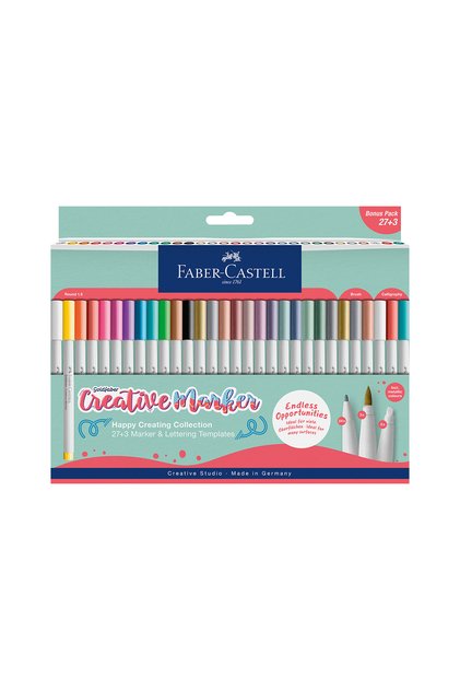 Goldfaber Creative Markör 30'lu,Çok Yönlü Kullanım,Su Bazlı Mürekkep,Dağılmaya Dayanıklı