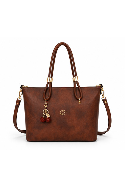 Women's Shoulder Bag Crossbody Strap Premium Soft Textured Raven Large Volume 4 Compartments 40X27X10 cm