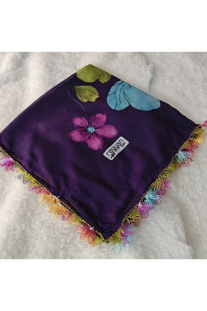 Handmade Needlework Writing, Scarf, Yemeni, Mevlit Cover, Head Cover, 4 Sides Embroidered, 100% Cotton, 100*100cm