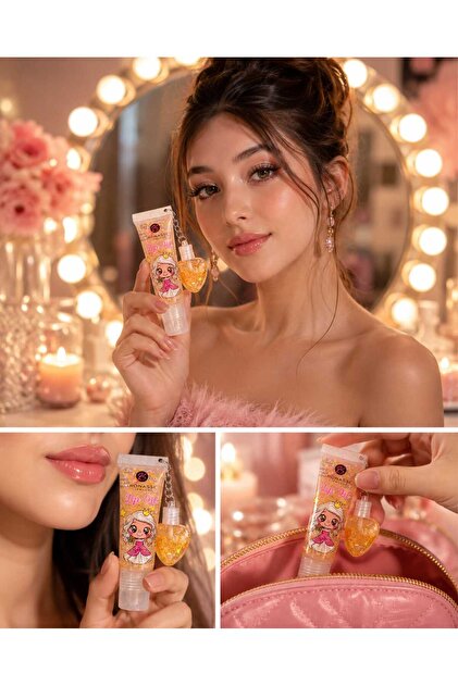 Ronassi Lip Oil 20 ml Glitter Moisturizing Lip Care Oil – Princess Series with Heart Keychain