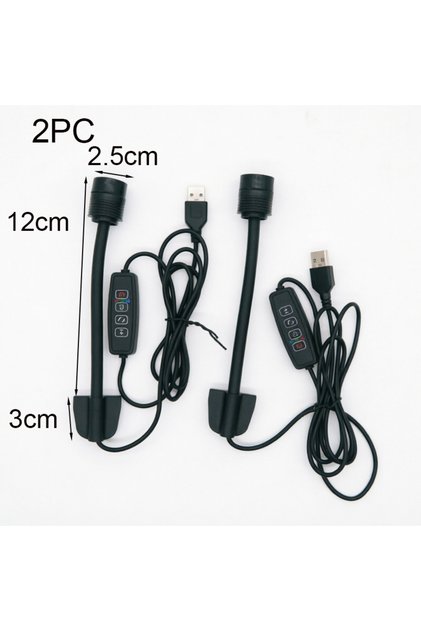 EU Plug 2PC USB 3W South American Aquarium Spotlight 3-Color Dimmable Cycle Timer Zoomable LED Fish