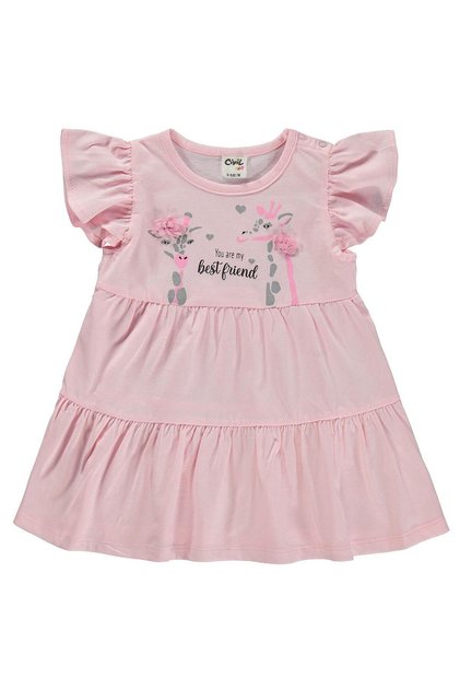Giraffe Lase Embroidery 6-18 Months Dress - Pink