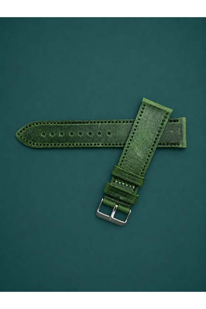 Antique Vintage Olive Green 22mm / 20 mm Genuine Leather Watch Band