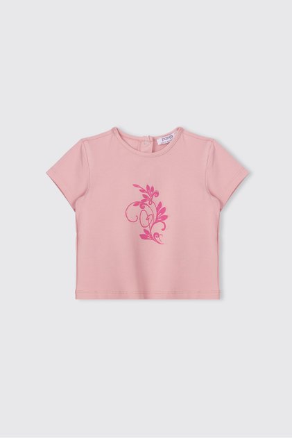 Baby Girl Printed Short Sleeve Pink T-Shirt