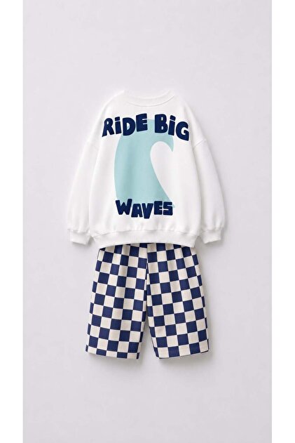 Boy's Slogan Printed 3-Yarn Fabric Undergarment Set