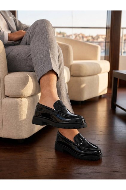 Erkek yüksek tabanlı 5 cm boy uzatan İç Dış Hakiki deri %100 garantili Loafer ayakkabı