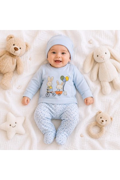 3-Piece Baby Set with Folding Gloves
