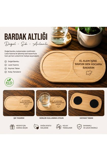 Bamboo Two-Compartment Coffee Presentation Tray