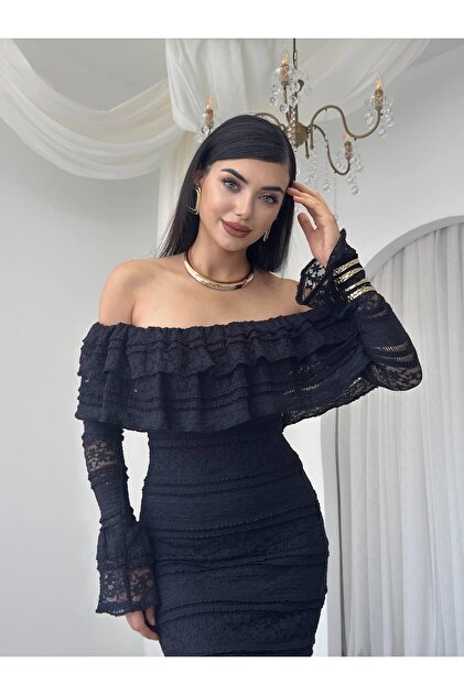 bodycon flounce dress Moda Days Women's Black Strapless Long Sleeve Lace Midi baby ruffle hem Best Sellers NH August Wk 176 Dress Blue Bravos Usmc Color:Purple Gray