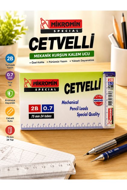 Kalem Ucu 0.7 Uc 2b Dereceli Cetvelli - 24 Lü Paket