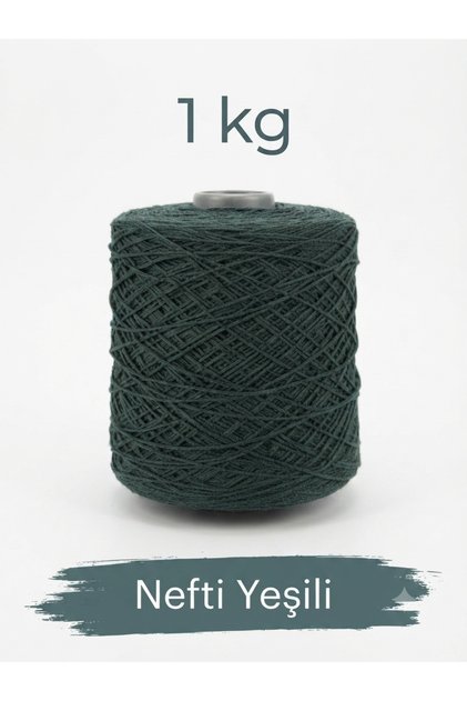 1 kg 2 mm Premium Fine Chain Cotton, Macrame Cord Nefti Green Color