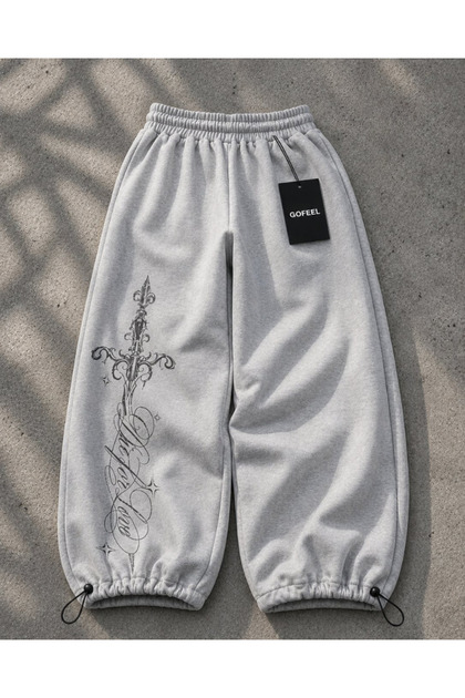 Defeat Gothic Detailed Baggy Unisex Sweatpants