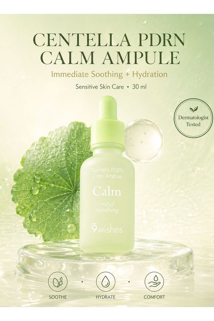 Centella PDRN Calm Ampule 30ml – Soothing & Hydrating Face Serum with Centella Asiatica, Sodium DNA, Beta-Glucan & Hyaluronic Acid for Sensitive Skin