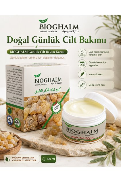 BIOGHALM Doğal Akgünlük (Frankincense) Cilt Bakım Kremi 100 ml – Nemlendirici Günlük Bakım