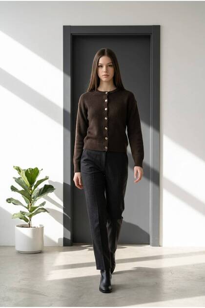 Women's Cardigan Crew Neck Buttoned Basic Knitwear Long Sleeve Casual Stylish Cardigan