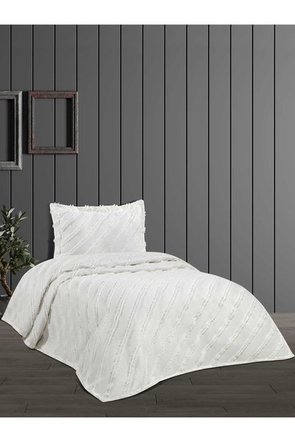Ponpon Seri̇es Less Model 2-Piece Pique Set with Pillows (Gray) (2 Pieces with 3 Color Options)