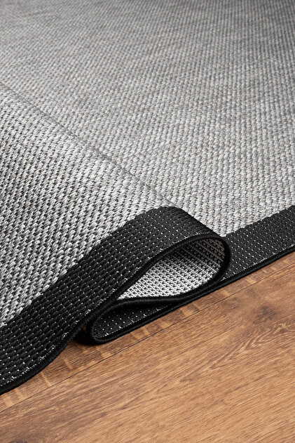 Roma Antrasit Siyah Leke Tutmaz Kaymaz Tabanlı Modern Polyester Sisal Salon ve Mutfak Halısı