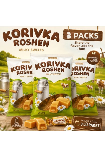 Korivka Milky Sweets 205 Gr Set of 3 Imported Milk Soft Candy
