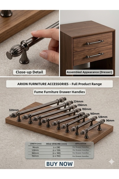 Doruk Furniture Cabinet Handle 96 mm - 128 mm - 160 mm - 192 mm - 224 mm - 320 mm Smoked-Chrome-Gold 1St Quality Metal