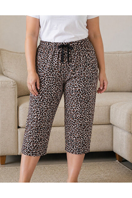 High Waist Quality Summer Capri Boy Plus Size Pajama Bottom Bermuda Patterned Leopard Butterfly Score
