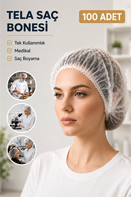 Saç Bonesi Bone Beyaz Tek Kullanımlık 100 Lü Paket Medikal Bone