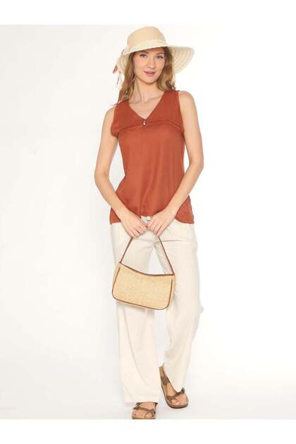 Women's Woven Viscose Sleeveless Pajama Set – 100% Viscose Summer Comfortable Fit 88-122
