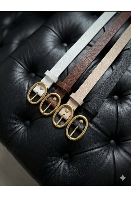 4 Pack Fırsat Product Gold Oval Buckle Women's Trouser Belt, Shirt Belt, Coat Belt, Dress Belt