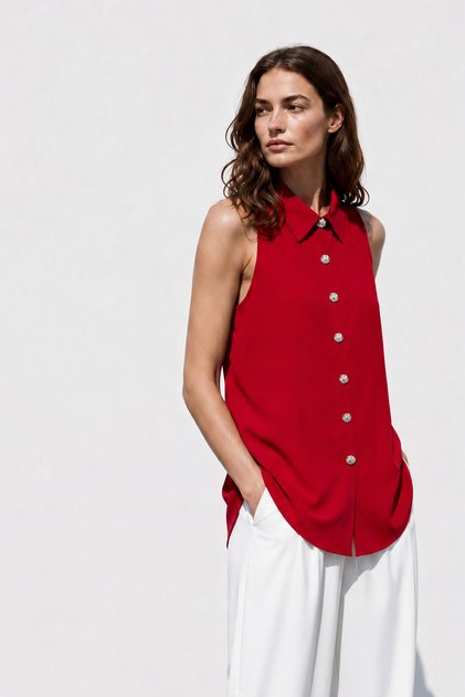 Halter Neck Shirt - Red
