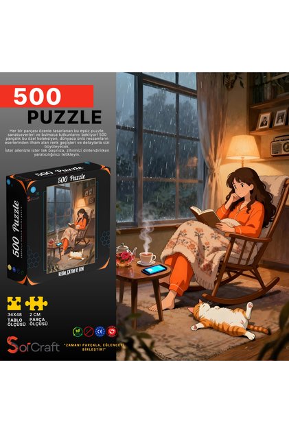 500 Piece Puzzle My Cat, My Tea and I # 248