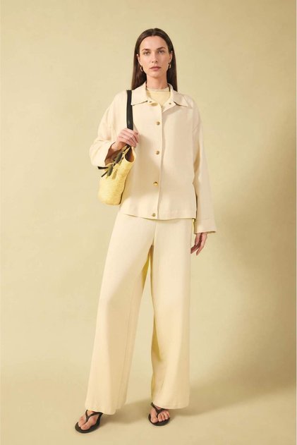 Wide Straight Linen Blend Trousers H1424Ax26Sm