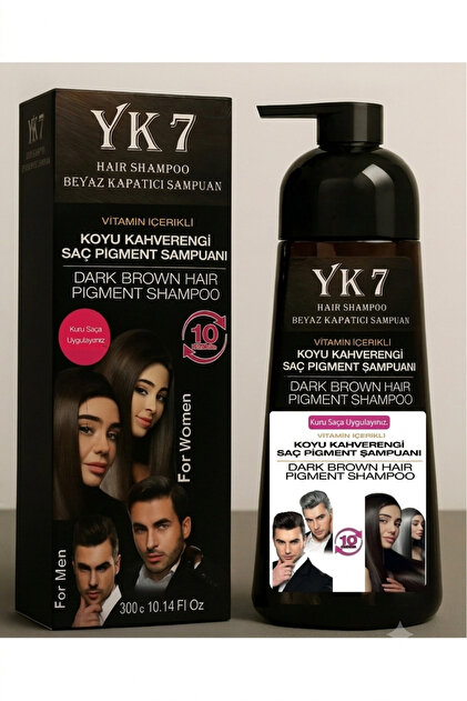 yk7 kozmetik Beyaz Kapatıcı (Koyu Kahve/Dark Brown) Şampuan 300 ml