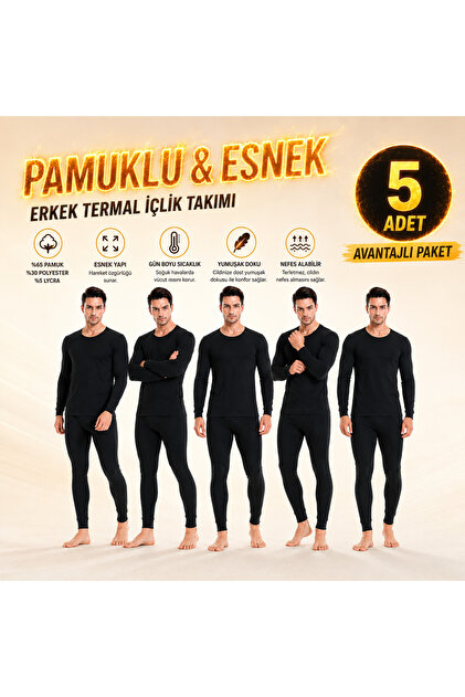 | 5-Piece Super Advantageous Men's Thermal Suit Package with Cotton Inside (5 Pieces)