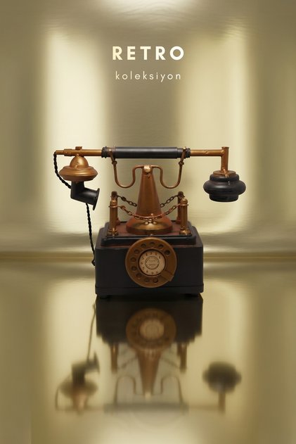 Ev & Ofis Dekorasyonu Eskitme Telefon Kumbara | Retro Vintage | 20 x 23