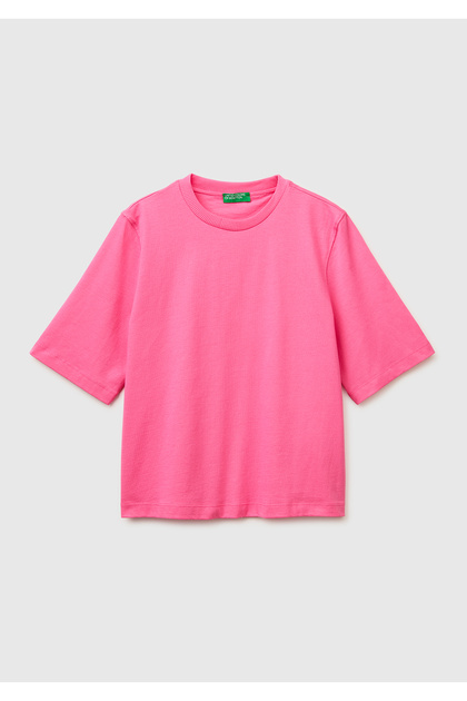 Women's fuchsia 100% cotton boxy fit t-shirt