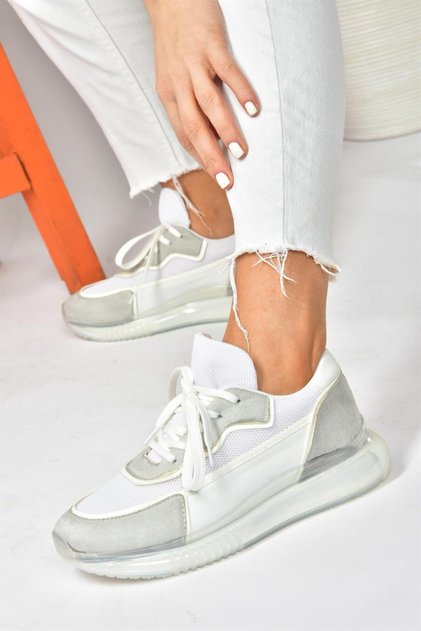 White/Grey Suede Casual Sports Shoes Sneakers P973516802