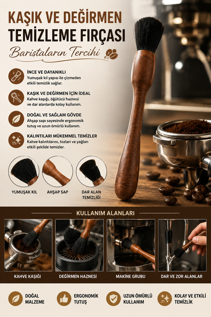 Kaşık ve Değirmen Temizleme Fırçası - Baristaların Tercihi