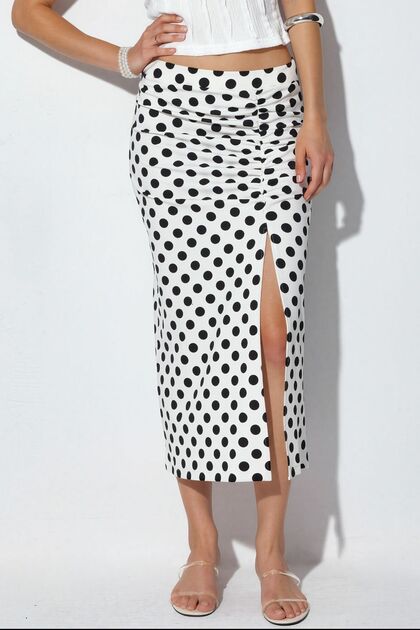 Bdart High Waist Polka Dot Midi Skirt
