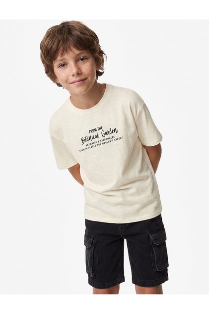 Cotton Short Sleeve Crew Neck Printed Oversized T-Shirt
