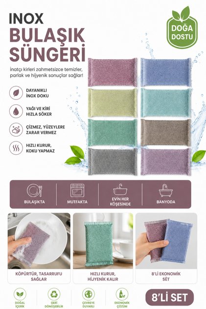 Dish Sponge with Wire - 8 Pieces