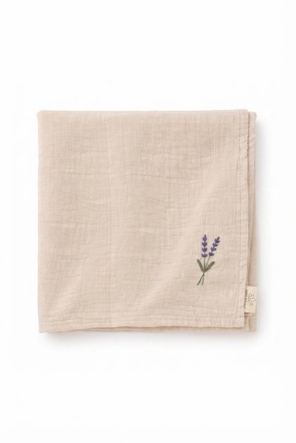 Meditation Shawl 100% Cotton Muslin Yoga Shawl Lavender Embroidered Savasana Meditation Cover Breathwork